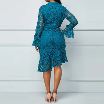 2021 M. Pavasarį, Rudenį Elegantiškas Tuščiaviduriai Iš Nėrinių Suknelė Moterims Aukštos Kokybės Bodycon Office Ponios Mados Suknelės Plus Size Vestidos