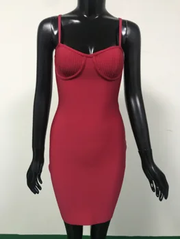 Nauja 2020 Moterų Mados Seksualus Giliai V Kaklo Raudona Tvarstis Suknelė Dizaineris Elegantiškas Vakarą Įžymybių Šalis Suknelė Vestido