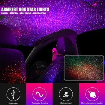 Automobilių Atmosfera Lempos Vidaus Aplinkos Star Light Vandeniui IPX4 USB Žvaigždėtas Dangus Žvaigždėtas Lubas Dekoratyvinis Automobilių Atmosfera Žibintai