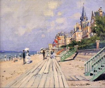 Aukštos kokybės Aliejaus tapybos Drobės Kopijos Boardwalk ne Trouville (1870) Pateikė Claude Monet rankomis dažyti