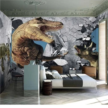 Milofi užsakymą 3D tapetai, freskos didelis, 6 m. modernaus minimalistinio 3D stereo sienos dinozauras, vaikų kambario foną sienų apdaila