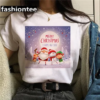 Harajuku Santa Claus Spausdinti Trumpas Rankovės Marškinėliai Moterims Mados Linksmų Kalėdų Tshirts Unisex Tinkamas Visais Metų Laikais Baltos Viršūnės