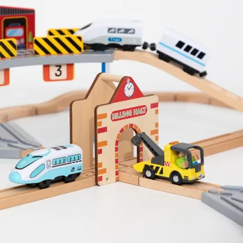 Medinio Traukinio Bėgių Priedai Garažas Serijos Kelio Scena Švietimo Žaislai