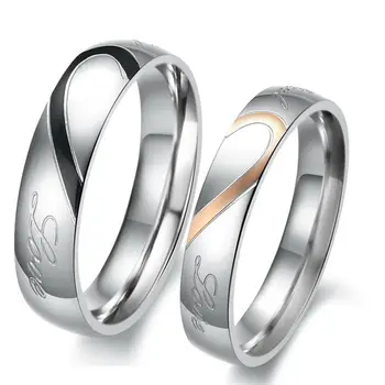 Naujas Mados mylėtojų papuošalai 316L titano plieno širdelės formos dėlionė vestuvių pora žiedus geriausia Valentino Dienos dovanos didmeninės