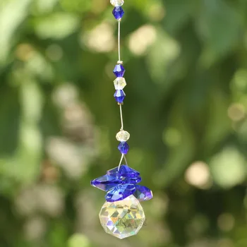 Blue Crystal Ball Suncatcher Feng Shui Prizmės Pakabukas Švytuoklė Kabo Langų Dekoro 20mm