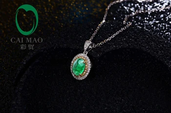 Gamtos Cabochon Supjaustyti Smaragdas 14K Multi-Tonų Aukso Engagament Žiedas Su 0.25 ct Gamtinių Deimantų