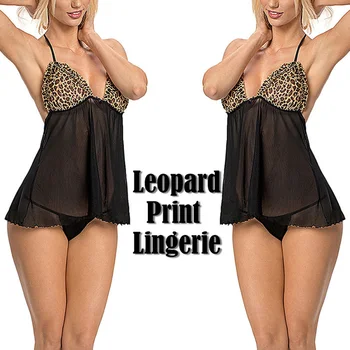 Pižama perspektyvos moterų apatinius, ir dirželius yra seksualus moterų leopardas spausdinti