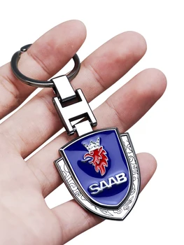 Automobilio Stilius 3D metalo Auto Ženklelis Emblema automobilių Key Chain Raktų Žiedas Pulteliais SAAB 