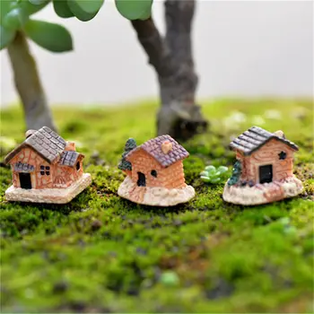 NAUJAS 3Pcs Mini Namas Modelis Kūrybinis Dizainas Miniatiūriniai Sodo Puošmena Acc Gamtinės Dervos Micro Kraštovaizdžio Papuošalų Didmeninė