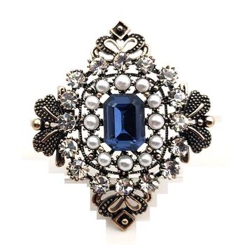 Royal Antikvariniai Sidabro Tonas Atidaro Imitavo Perlai Grupių Blue Stone Art Deco Aikštėje Broaches Smeigtukai, bižuterijos Moterims Medžiaga