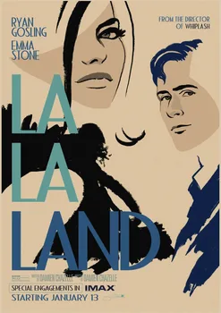 La La Land Plakatai Filmą Derliaus Sienos, Namo Apdailos Kraft Popieriaus siena lipdukas