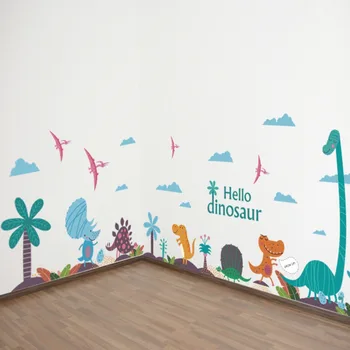 Juokingi Gyvūnų Spalvinga Dinozaurų Sienų Lipdukai Vaikų Kambario Svetainės Nuimamas Sienų Lipdukas Namų Puošybai Vandeniui Tapetai