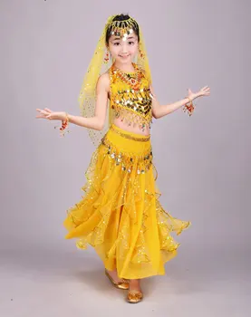Vaikas Vaikų Dancewear Vaikai Profesionalių Pilvo Šokio Kostiumų Mergina Egipto PILVO ŠOKIO Kostiumai Mergaitėms Indijos Bolivudas, Šokių