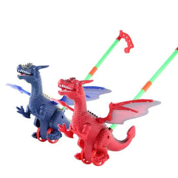 1Pcs Naujų Kūrybinių Supasi Sparnus Pėdų Sukimas Skambėjimo Garso Dinozaurų Modelis Kūdikio Vežimėlio Žaislas Vaikams Transporto priemonių Walker Žaislai
