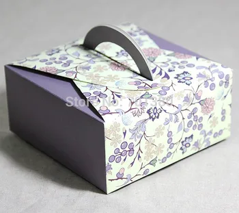 Violetinė rankena Kepti dovanų dėžutėje amatų Torto Kepimo Slapukus, maisto pakuotės, Dėžutės.100piece\daug.Nemokamas pristatymas