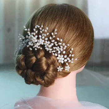 3pcs/set Spalvingas Vestuvių Pearl Plaukų Šukos ir plaukų segtukai Moterų Pearl Gėlių Galvos Karūną Nuotaka Plaukų Pin Apdailos Papuošalai