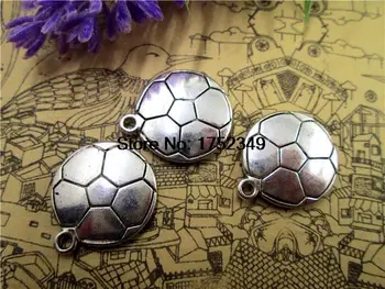 24pcs--Futbolo talismanai, Senoviniai Tibeto sidabro Futbolo kamuolys, pakabučiai/ pakabukai 22x19mm