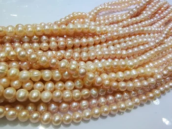 Gėlavandenių perlų, rausvos netoli turas prarasti pobūdžio karoliukų padaryti papuošalai karoliai 14inch FPPJ didmeninės