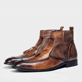Vyrai kulkšnies bootscomfortable prekės ženklo mados 2020 odiniai batai vyrams