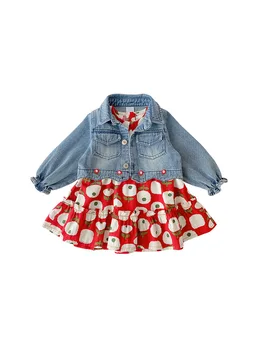 2020 nauja mergina kūdikių pavasario rudens drabužių nustatyti džinsinio striukė spausdinti suknelė mergaitėms, vaikams mados atsitiktinis tinka