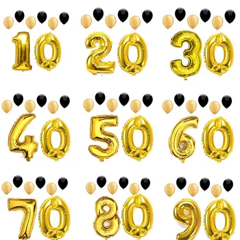 40inch Osioms Šalies Apdailos Aukso Numeris balionai Cheers 10 20 30 40 50 60 70 80 90 Metų Suaugusiųjų Gimtadienio Pensiją