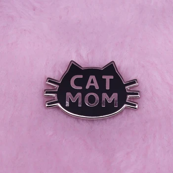 Žavinga katė mama sunkiai emalio pin crazy cat lady Motinos Diena gyvulių stuffer