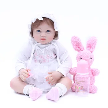 50cm Minkšta Šluoste, Kūno Tikroviška Bamblys mergytę su Pliušinis Žaislas ir Mielas Skrybėlę Drabužius Silikono Reborn Baby Lėlės