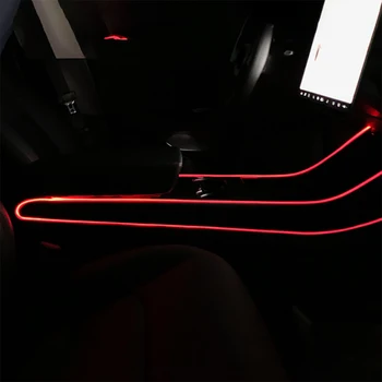 Konsolė Lempos App Kontrolės Atmosferą, Lempa Tesla Model 3 spalvotu LED RGB Šviesos, Garso-įjungta Automobilio Salono Šviesos
