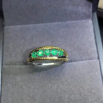 Nemokamas pristatymas Gamtinių smaragdas žiedas 925 sterlingas sidabro Bauda papuošalai vyrams arba moterims