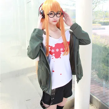 Anime Cosplay Persona 5 Cosplay Kostiumų Futaba Sakura Uniformos Striukė+marškinėliai+Šortai+Diržas+Kojinės+Akiniai Halloween Party