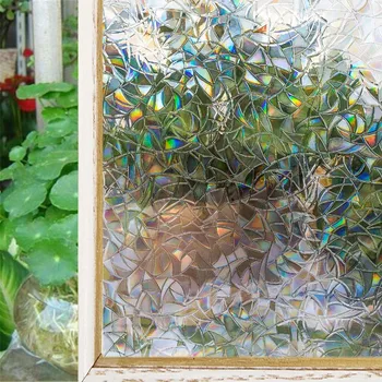 60 * 400 cm lazerio spalvos matinio stiklo dekoratyvinė langų plėvelė; jokių klijų statinio langų folijos privatumo apsaugos stiklo lipdukai