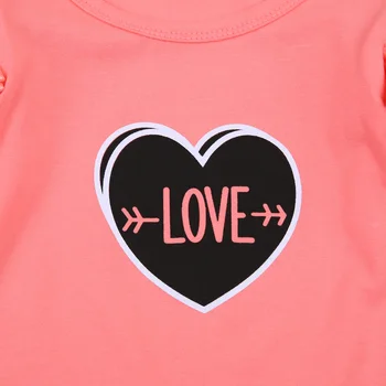 2021 m. 1-6Y Bamblys Baby Girl Drabužiai Valentino Diena MEILĖS Long Sleeve T-shirt Viršuje + Širdį Spausdinti Dirželiai-line Sijonas 2vnt Komplektas