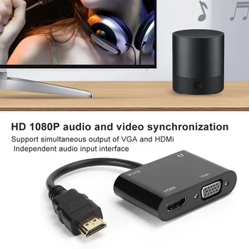 Full HD 1080P HDMI Video Adapteris HDMI Į HDMI VGA Konverteris Su Micro-USB Įkrovimo Kabelis, 3.5 mm Audio Kabelis Video Adapteris