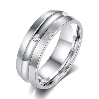Apskrito cirkonis žiedas iš titano plieno paprasta, mados žiedas su žiedu atsparumas