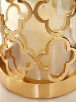Šiaurės šalių Šiuolaikinės Kūrybos metalo Skaidraus stiklo vaza Aukso spausdinimo namų Gėlių kompozicijų priedai brangios apdailos WJ804