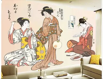 3d tapetai pasirinktinius nuotraukų neaustinių freskos sienų lipdukai Japonijos tarnaitė pokalbių tapyba kambarį tapetai sienos 3d
