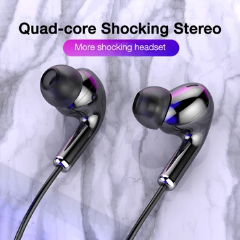 Quad-core Laidines Ausines 3,5 mm Stereo Telefono Ausinės Bass Ausinių Sporto Ausinių Laidas ausinės Su Mic Muzikos Ausinės