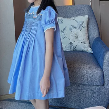 Vienam-pardavimo Laivo Kovo 2021 M. Pavasarį Bamblys Mergina Dress Blue Fashion Suknelė Mergaitėms Šalis Suknelės Mergaitėms