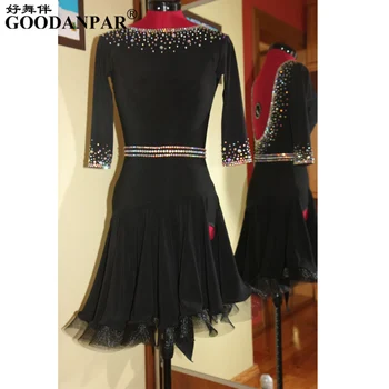 Naujas konkursas lotynų šokių suknelė flamengo lotynų šokių suknelė mergaitėms vestido flecos moterų kutais, lotynų suknelė salsa suknelė juoda