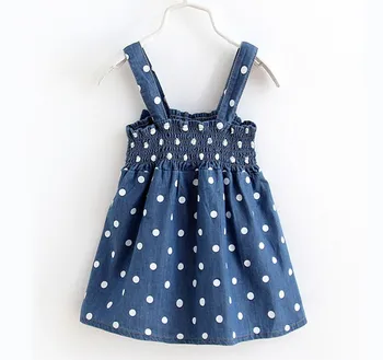 2020 metų vasaros naujų mergaičių dress Suknelė Dot lankas džinsinio audinio dirželis suknelė baby girl Tinka vaikams 3-7 metų