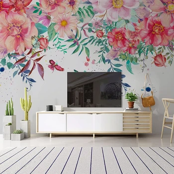 Custom Sienų Tapetai Sienos 3D Sielovados Gėlių Gėlės Drugelis Aliejaus Tapybai Šiuolaikinio Gyvenimo Kambario, Miegamasis, TV Foną Sienos