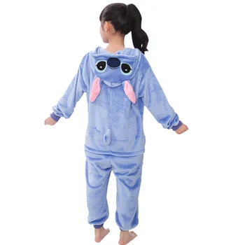 Mergaitės Berniukai Žiemos Kigurumi Dygsnio Pižama Vienaragis Animacinių Filmų Anime Onesies Vaikai Sleepwear Flanelė Šiltas Jumpsuit Vaikų Pižama