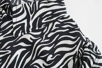 Moterų Mados Visas Rungtynes, Laisvi Atvartas ilgomis Rankovėmis Zebras Spausdinti Atsitiktinis Vidutinio Ilgio Suknelė
