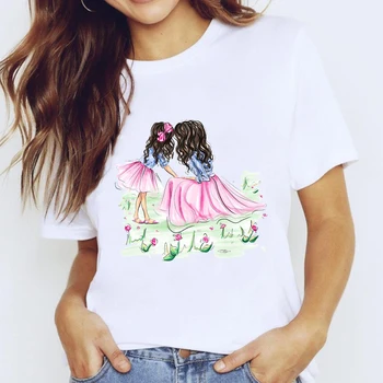 T-marškinėliai Viršuje Moterims Gėlių, Drabužių Animacinių filmų Gėlių Mama, Mama, Myliu, Drabužiai, Spausdinimo Lady Graphic T Shirt Ladies Moterų Tee Marškinėliai