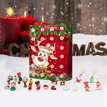 Kalėdų Atgalinės Atskaitos Advento Kalendorius 24 Dienos Siurprizas Box Set Kalėdų Dervos Pakabukas Keychain Vaikams Kalėdų Dovana