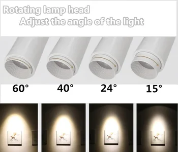 10VNT/DAUG COB 36W Led Kelio šviesa aliuminio 3 eilutės, Lubų Bėgių lempos Reguliuojamas kampas šviesos 15-60degree Žibintai