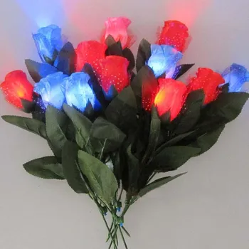 Plastikiniai LED lemputės Rožės Dirbtinės Gėlės Valentino Vestuvių Namų Šaliai Dekoro Dovanų Rinkinys
