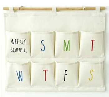 ZAKKA Kūrybinės savaitės grafikas kabo saugojimo krepšys 8 kišenėje paprasto medvilnės maišelis