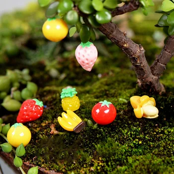 2vnt lėlių Mini Vaisių Maisto miniatiūrinės Statulėlės pasakų sodo puošmena priedai šiuolaikinės Moss Ornamentu dervos amatų statula