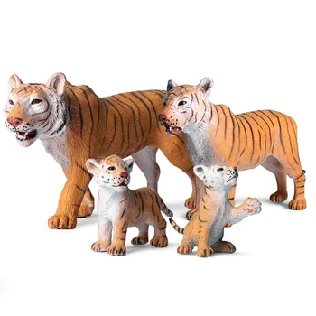 4pcs/set Modeliavimas Gyvūnų Veiksmų Skaičius, Laukinių Gyvūnų Figūrėlės Modelio Surinkimo Tigras Šeimos Žaislas Vaikams Dovanų